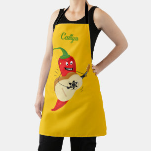 Tablier Poivre rouge épicé Piment Jouer Guitare Amusant