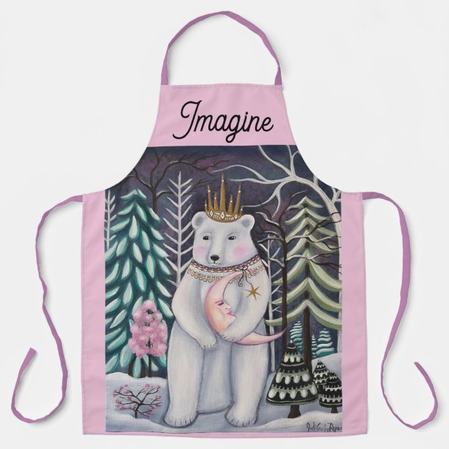 Tablier Polar Bear and Moon Winter Whimsical Art (Recto)