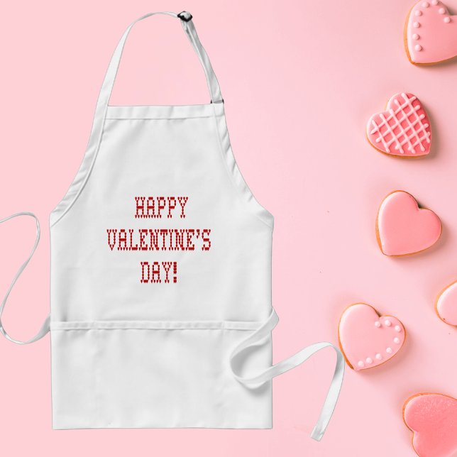 Tablier Police en forme de coeur minuscule Heureuse Sainte (Happy Valentine's Day Tiny Heart Shaped Font Adult Apron)