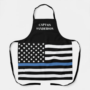 Tablier Police Nom Mince Blue Line Officier du drapeau amé