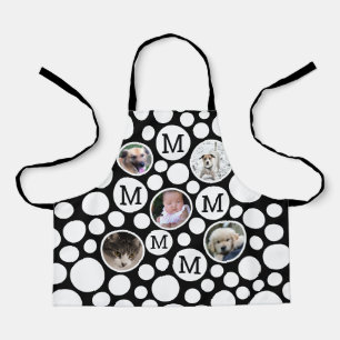 Tablier Polka Dot Noir Blanc 5 Photo Unisex Custom
