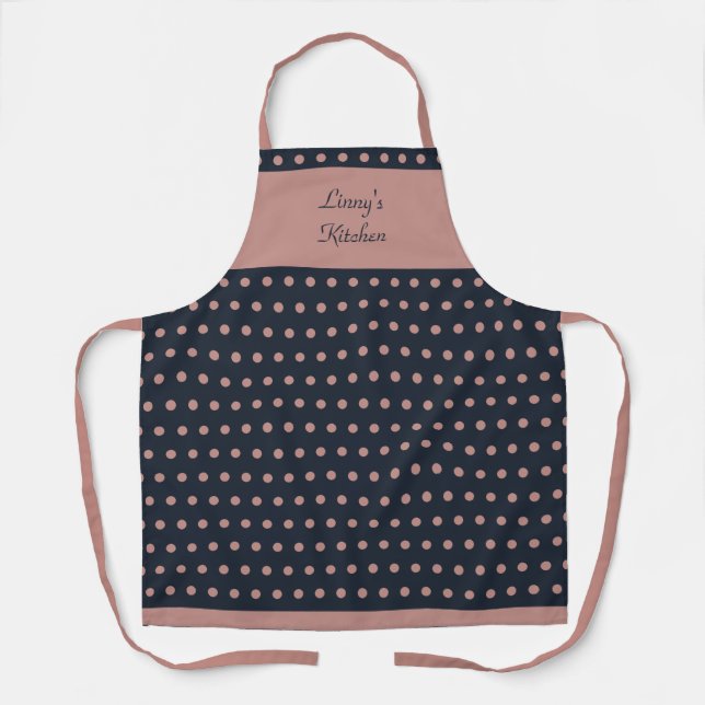 Tablier Polka Rose Retro Dusty personnalisée Pointe (Recto)