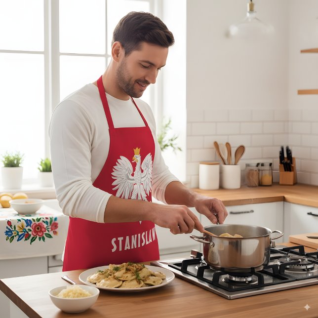 Tablier Pologne Polonais Aigle Rouge Blanc Polska Nom pers (Créateur téléchargé)