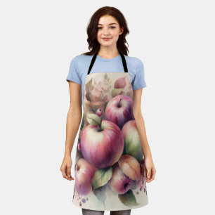 Tablier Pommes automnales en couleurs pastel aquarelle