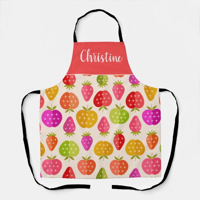 Tablier Pommes et fraises avec étoiles Personnalisé (Recto)