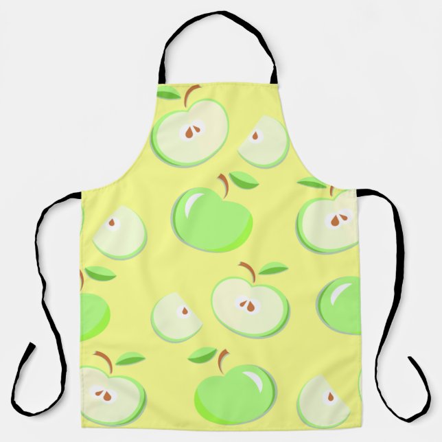 Tablier Pommes motif vectoriel vert (Recto)