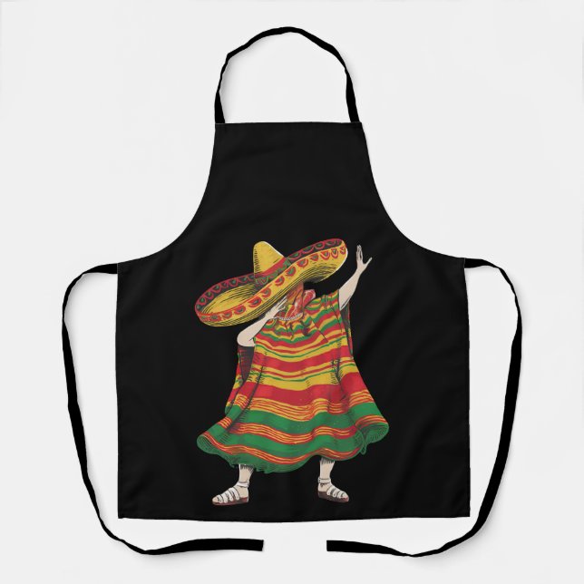 Tablier Poncho Mexicain Dabbing Cinco De Mayo Fête Party (Recto)