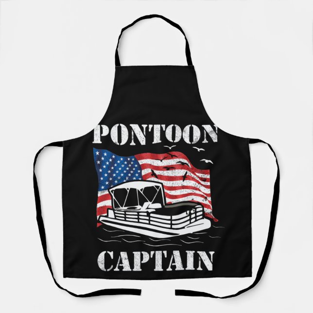 Tablier Pontoon Captain American Flag Pontoon Boat Lover (Recto)