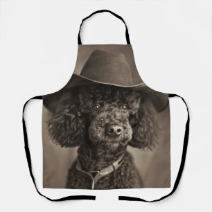 Tablier Poodle noir habillé en costume d'Halloween Cowboy