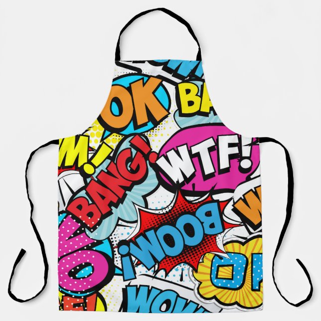 Tablier Pop Art Comic : Retro Motif sans couture (Recto)