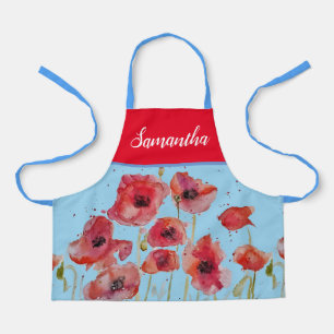 Tablier Poppies de pavot Aquarelle rouge Enfants Filles Fl