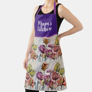 Tablier Poppies Fleurs de Pavot Rouge Orange Jaune Pavot A