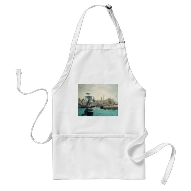 Tablier Port de Calais par Manet, Art Impressionniste Vint (Devant)