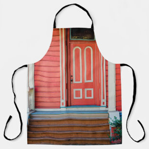 Tablier Porte en bois peinte rouge traditionnelle et porte