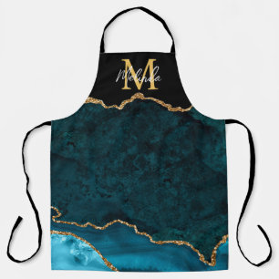 Tablier Porte en marbre bleu turquoise et or