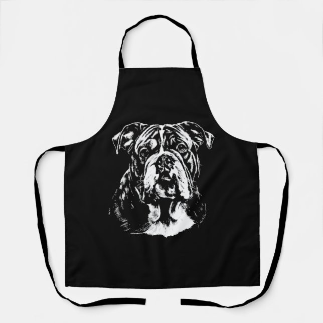 Tablier Portrait de Bouledogue Anglais Vêtements Minimalis (Recto)