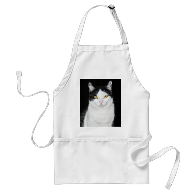 Tablier Portrait de chat noir et blanc (Devant)