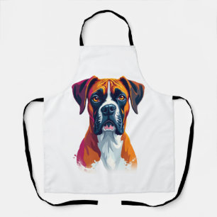 Tablier Portrait de chien Boxer vintage éclaboussure de co