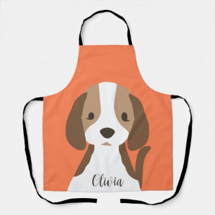 Tablier Portrait de chien marron et blanc mignon