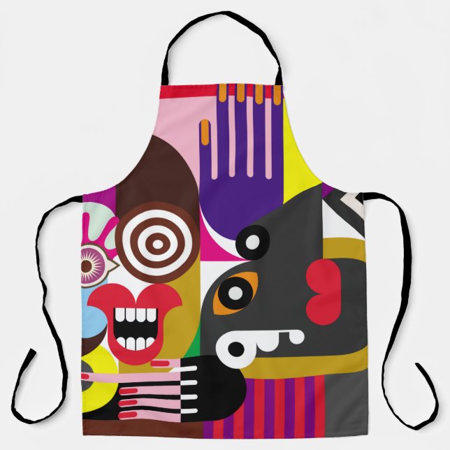 Tablier Portrait de deux femmes - illustration couleur. Fe (Recto)