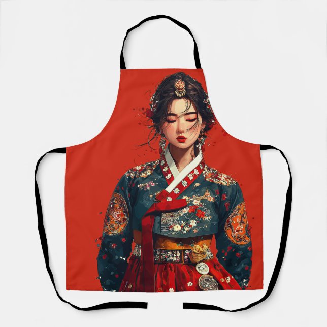 Tablier Portrait de femme coréenne moderne en Hanbok  (Recto)