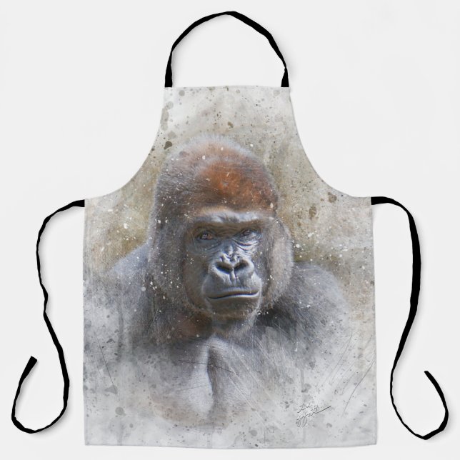 Tablier Portrait de Gorilla Watercolor Photographie de la  (Recto)