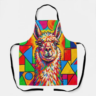 Tablier Portrait de lama vibrant dans le style Pop Art