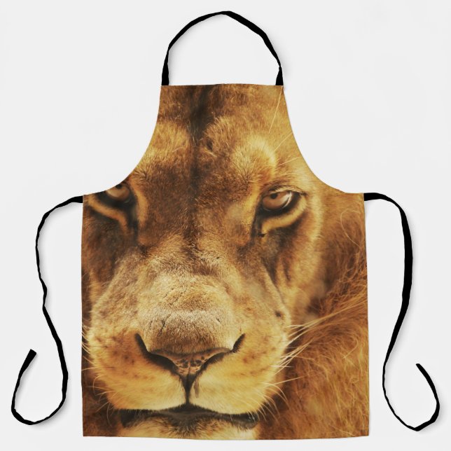 Tablier Portrait de lion africain mâle. (Recto)