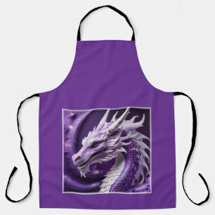 Tablier Portrait Fantastique D'un Dragon Violet Et Blanc