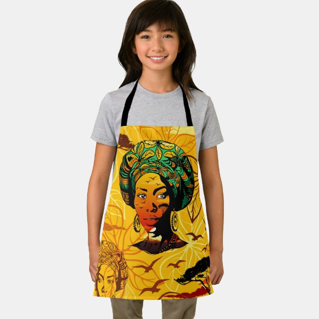 Tablier Portrait féminin africain avec coucher de soleil (Insitu)
