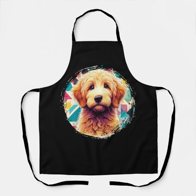 Tablier Portrait mignon Goldendoodle Chien sur Doodle Doré (Recto)