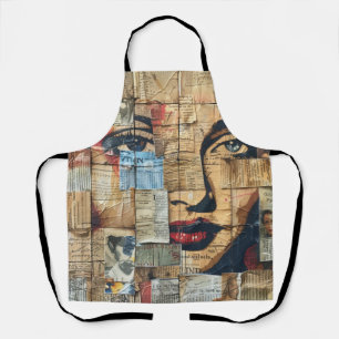 Tablier Portrait mosaïque graphique avec papier journal vi