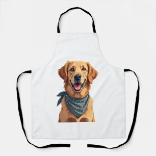 Tablier Portrait vintage de Golden Retriever avec Ba color