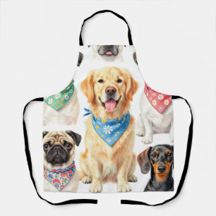 Tablier Portraits de chiots mignons en bandana en collage