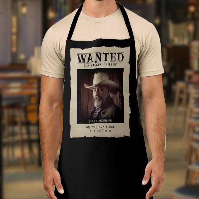 Tablier Poster Recherché Funny Photo Vintage (Wanted Poster Funny Vintage Photo Apron
)
