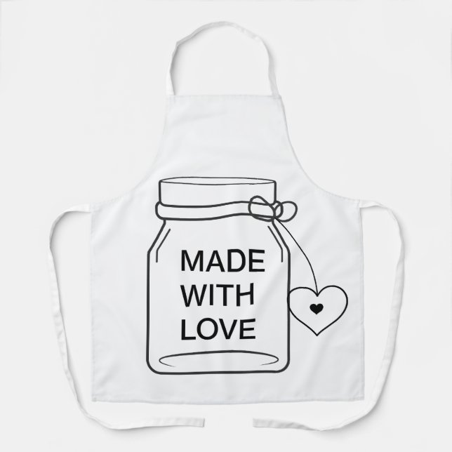Tablier Pot Mason Jar Fabriqué avec Amour Cuisine (Recto)