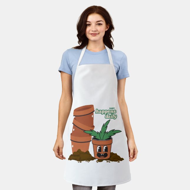 Tablier Pot & Sol de jardin humour Terre arrive Pun (Porté)