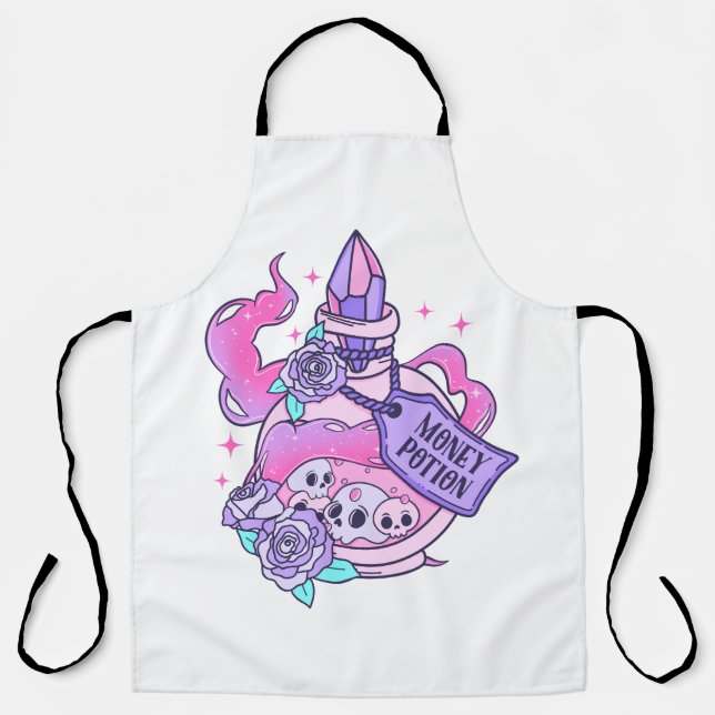 Tablier Potion d'argent mignon rose potion d'Halloween bou (Recto)