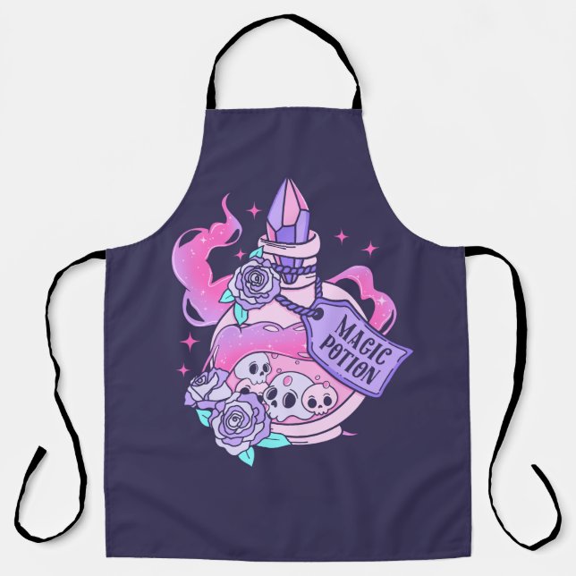 Tablier Potion magique Cute Rose Halloween Potion bouteill (Recto)