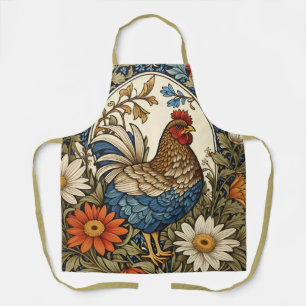 Tablier Poule de Ferme Vintage et Fleurs de Marguerite