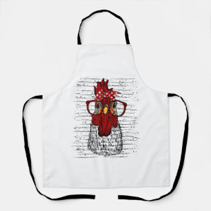 Tablier Poulet avec bandeau bandana et lunettes mignon