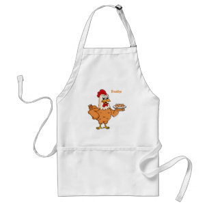 Tablier Poulet avec oeufs sur plaque de dessin animé