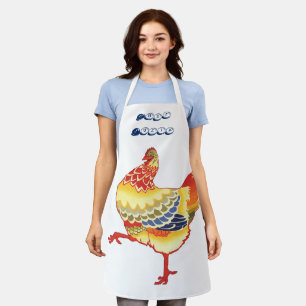 Tablier Poulet coloré vintage de la basse-cour de la ferme