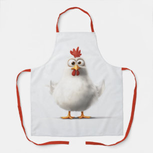 Tablier Poulet de caricature adorable avec Plumes blanches