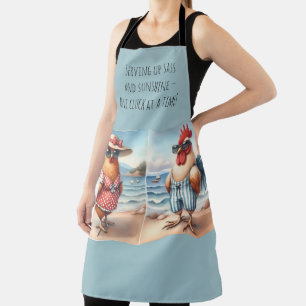 Tablier Poulets en maillots de bain au bord de la mer