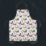 Tablier Poulets et oeufs colorés Motif d'aquarelle<br><div class="desc">Profitez de ce motif de poulets et d'oeufs capricieux sur cet tablier coloré. Vous pouvez toujours ajouter votre propre texte. Faites-moi savoir si vous voulez quelque chose fait sur mesure. Si vous l'achetez, merci ! N'oubliez pas de partager une photo sur Instagram de celle-ci en action et de m'étiqueter @shoshannahscribbles...</div>