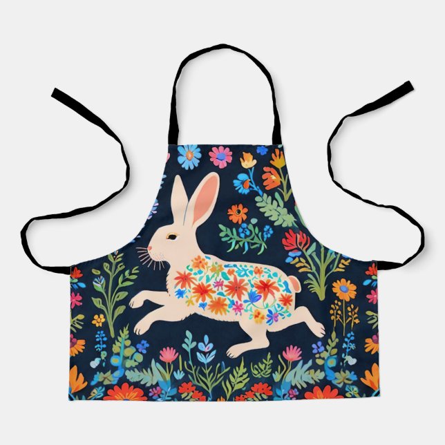 Tablier pour enfants lapin en art folklorique (Recto)