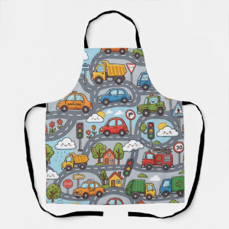 Tablier pour enfants - Motif de voiture et de cami