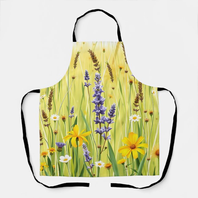 Tablier Prairie de fleurs sauvages motif d'été (Recto)