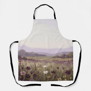 Tablier Prairie de fleurs sauvages violettes sereines aux